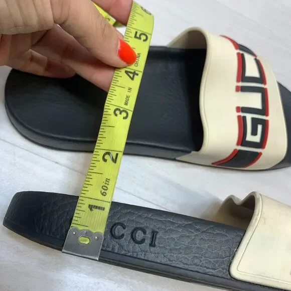 Gucci Pursuit Slide Sandals Women's Size 8 White Black Slip On Casual Shoes - Picture 10 of 12